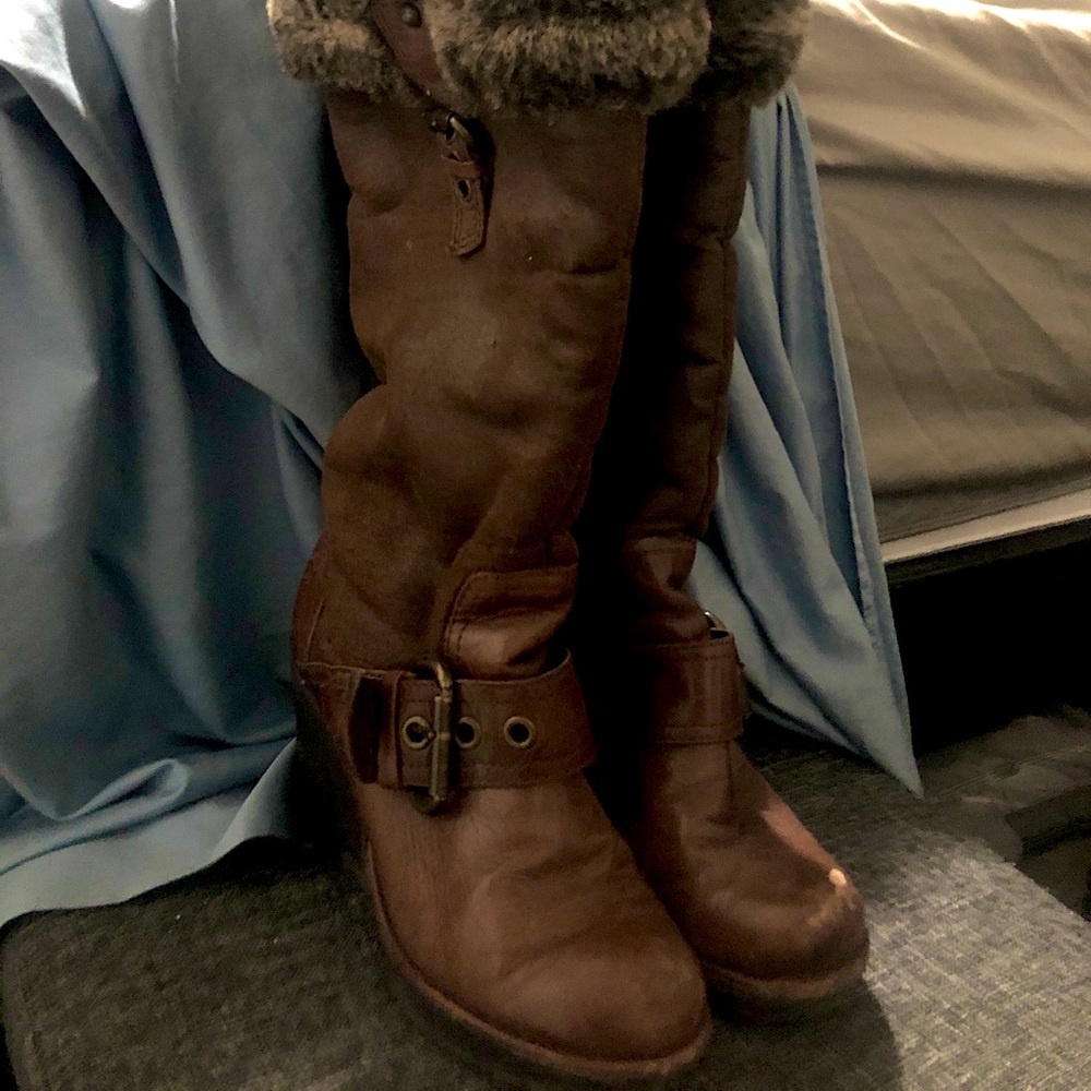 ALDO Leather Boots brown platform size 37